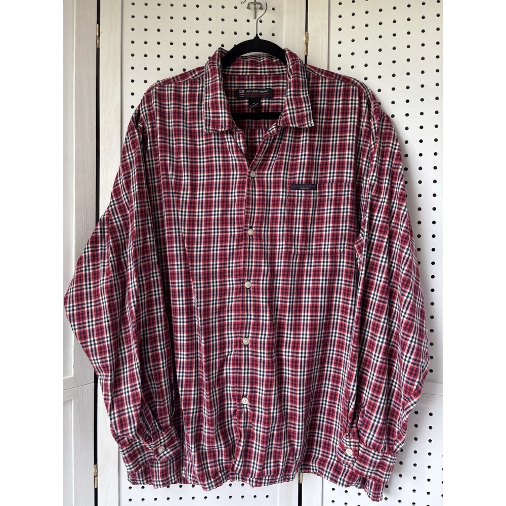Polo Jeans Company Ralph Lauren Men's Button Down Shirt. XL Cotton Red Black